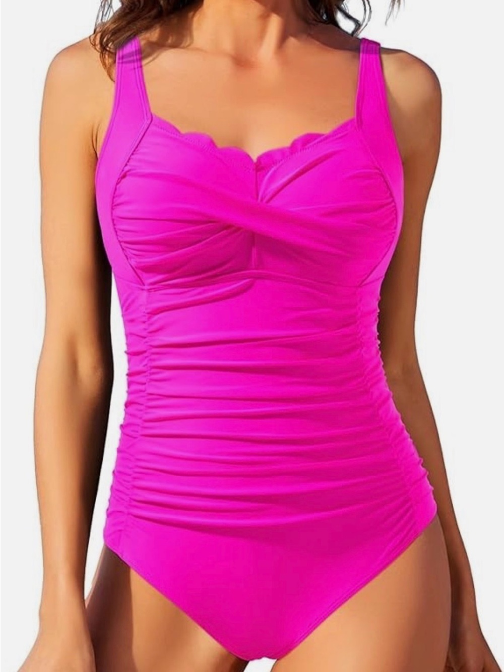Swimsuit Tummy Control Bright Pink One-Piece Halter Swimsuit Aqua Eve